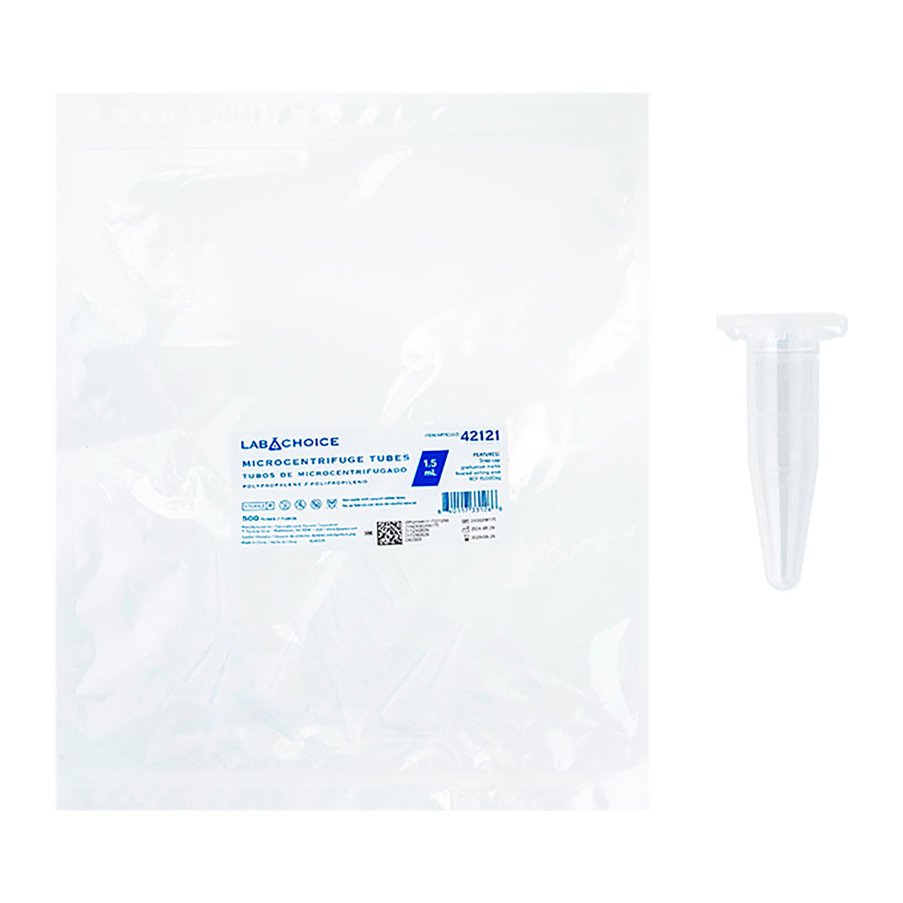 LabChoice Microcentrifuge Tubes with Caps, Sterile, 1.5 ml Capacity, Neutral