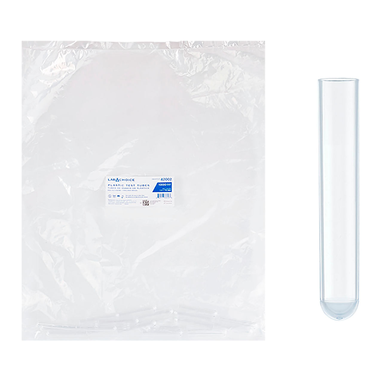 LabChoice Test Tubes, Polystyrene, 13 x 75mm, 5 ml Capacity, Clear