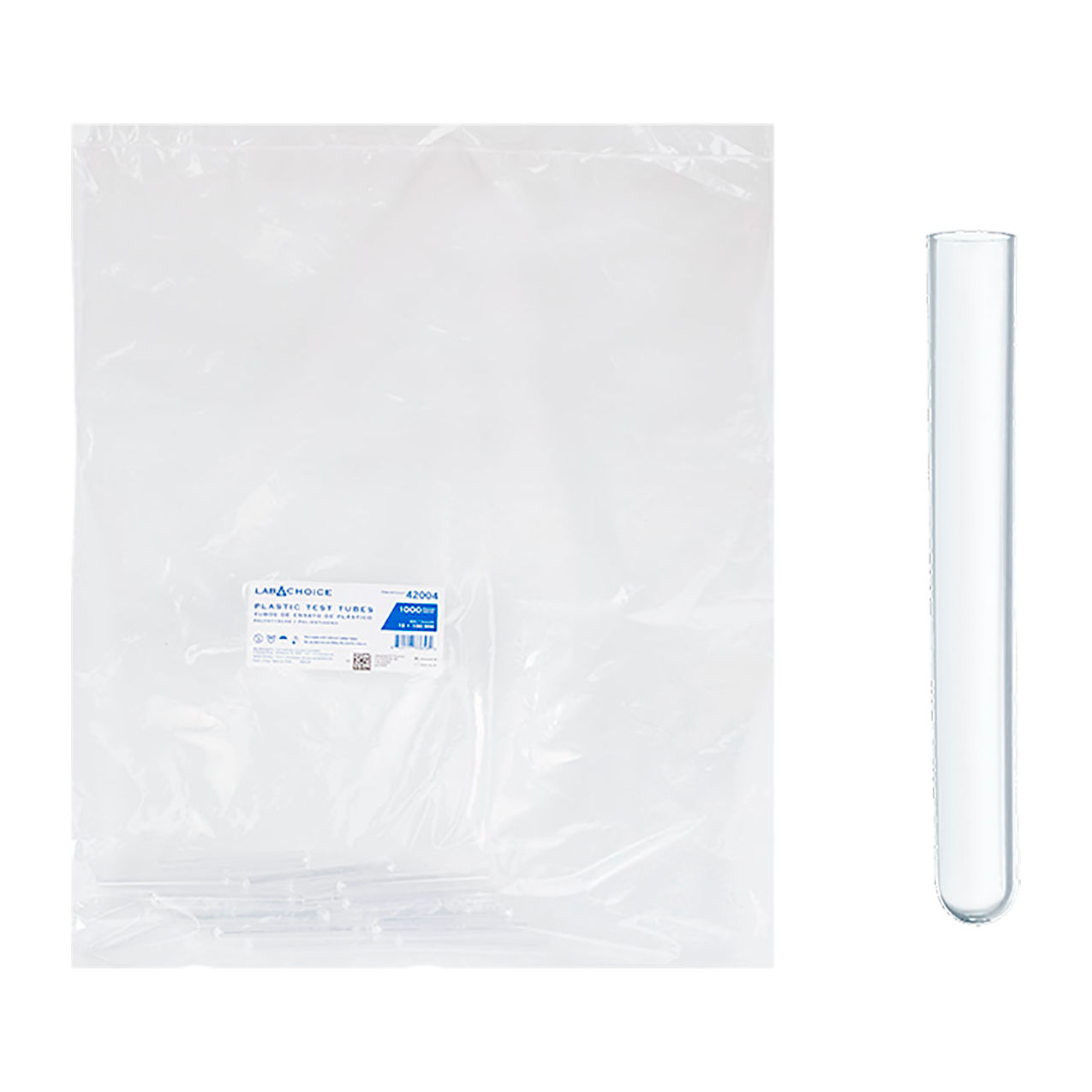 LabChoice Test Tubes, Polystyrene, 13 x 100mm, 8 ml Capacity, Clear