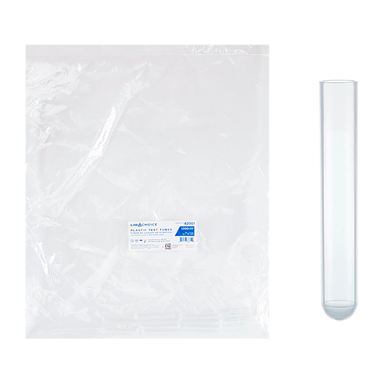 LabChoice Test Tubes, Polypropylene, 12 x 75mm, 5 ml Capacity, Clear
