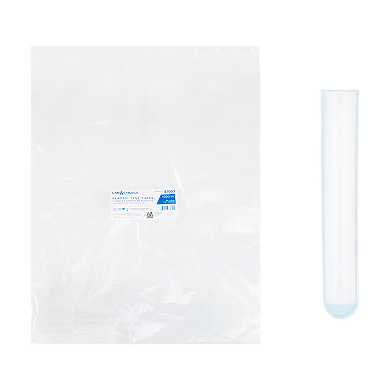 LabChoice Test Tubes, Polypropylene, 13 x 75mm, 5 ml Capacity, Clear