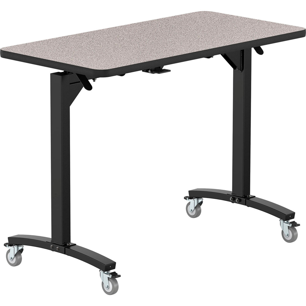 Mobile Flipper Table, Counter Height, MDF Core, Protect Edge, 48"L x 24"W, Gray Nebula