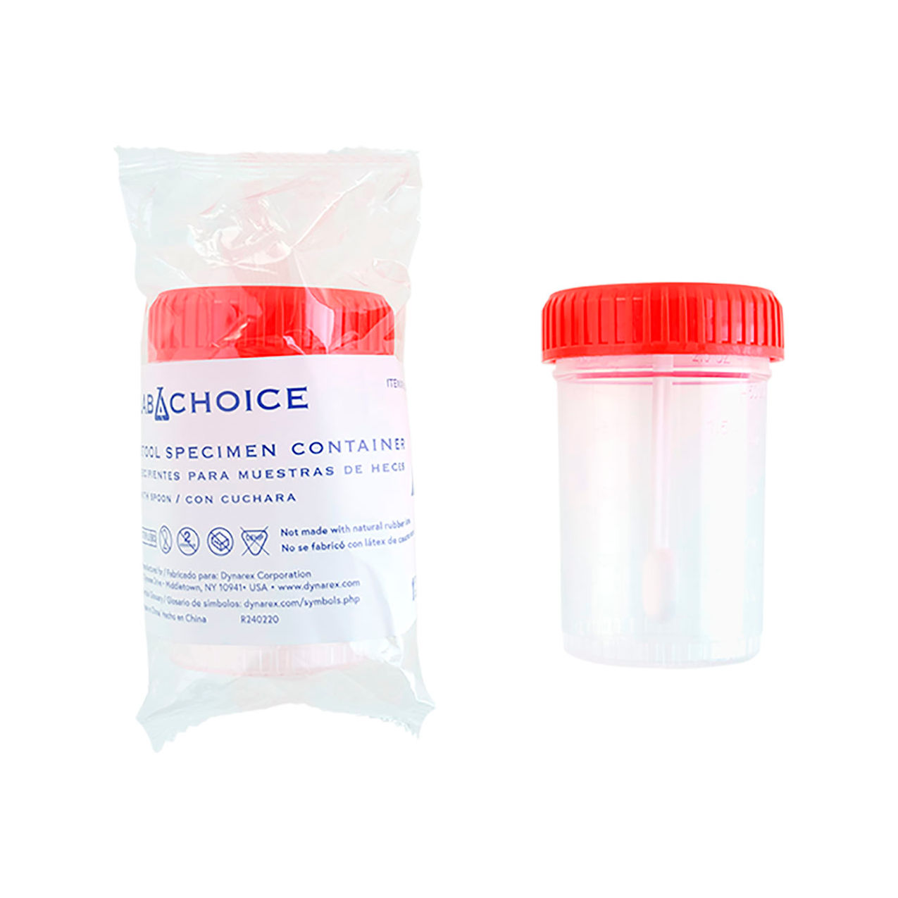 LabChoice Stool Specimen Container with Spoon, Sterile, 60 ml Capacity