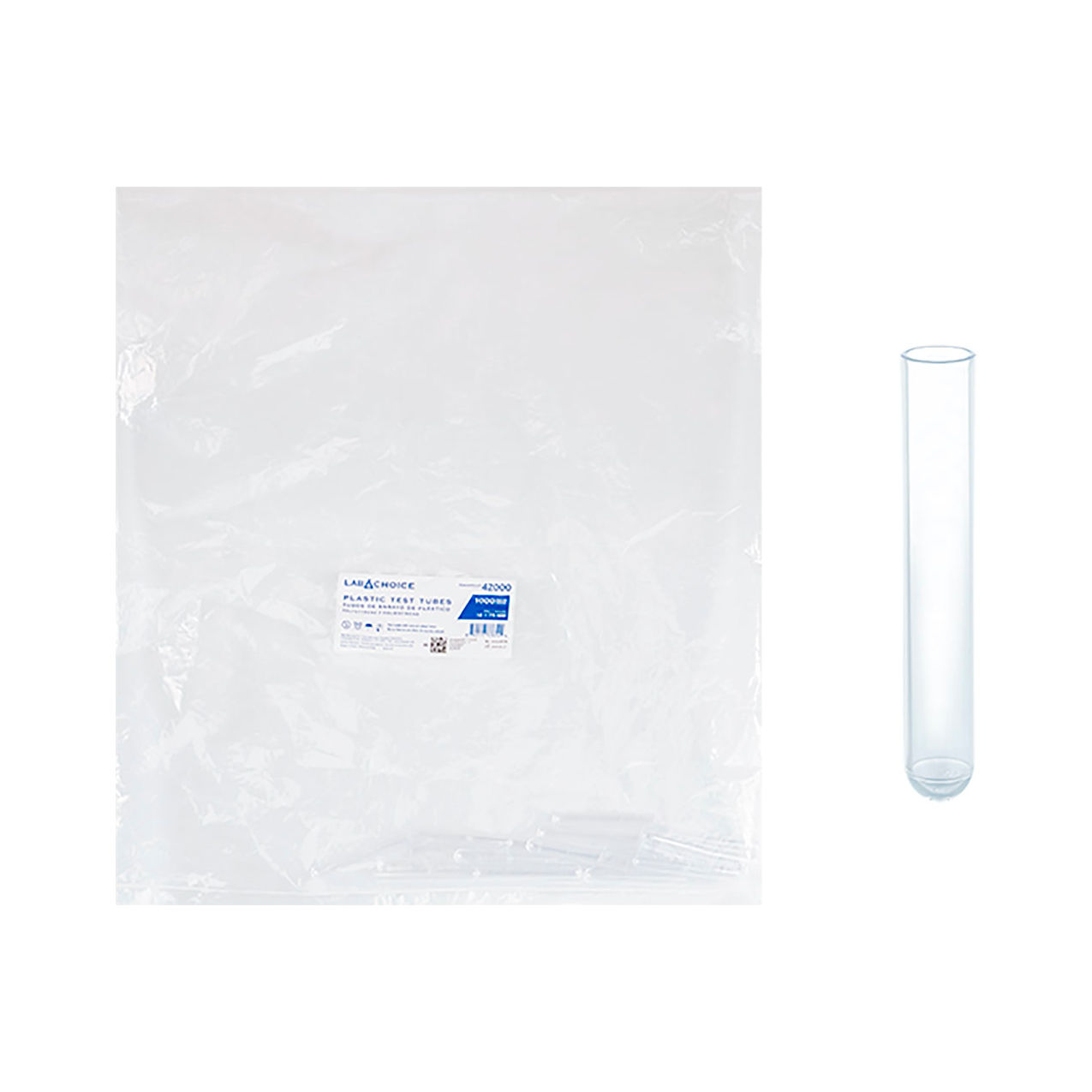 LabChoice Test Tubes, Polystyrene, 12 x 75mm, 5 ml Capacity, Clear
