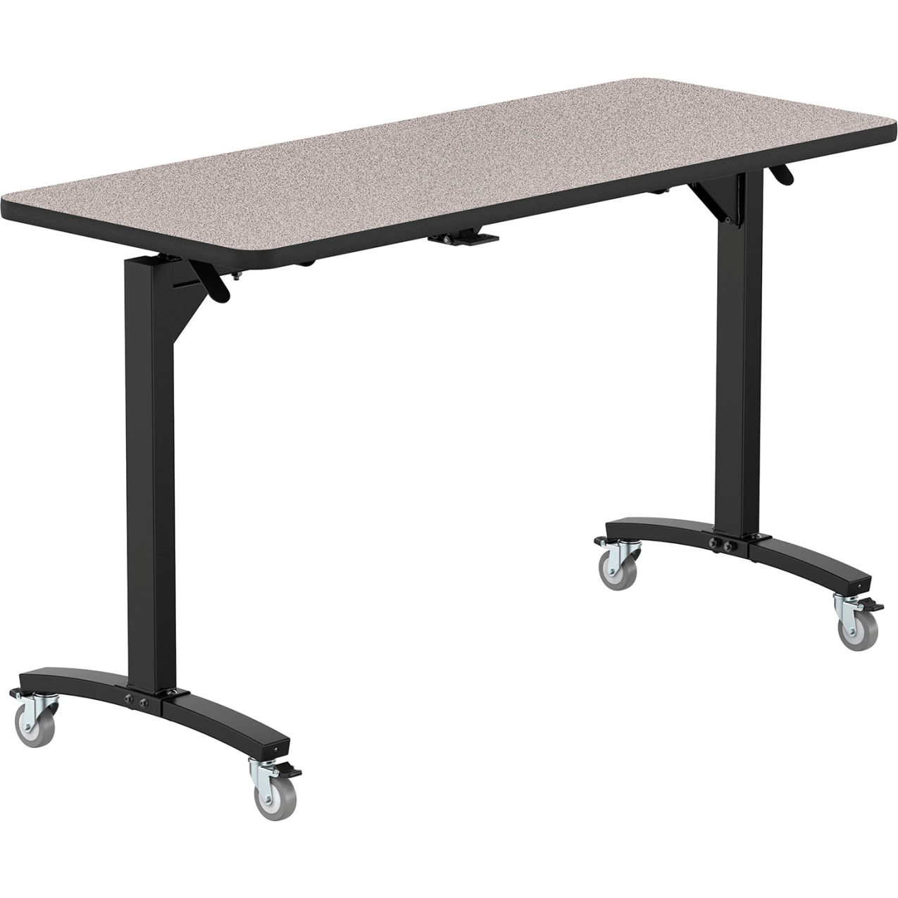 Mobile Flipper Table, Counter Height, MDF Core, Protect Edge, 60"L x 24"W, Gray Nebula