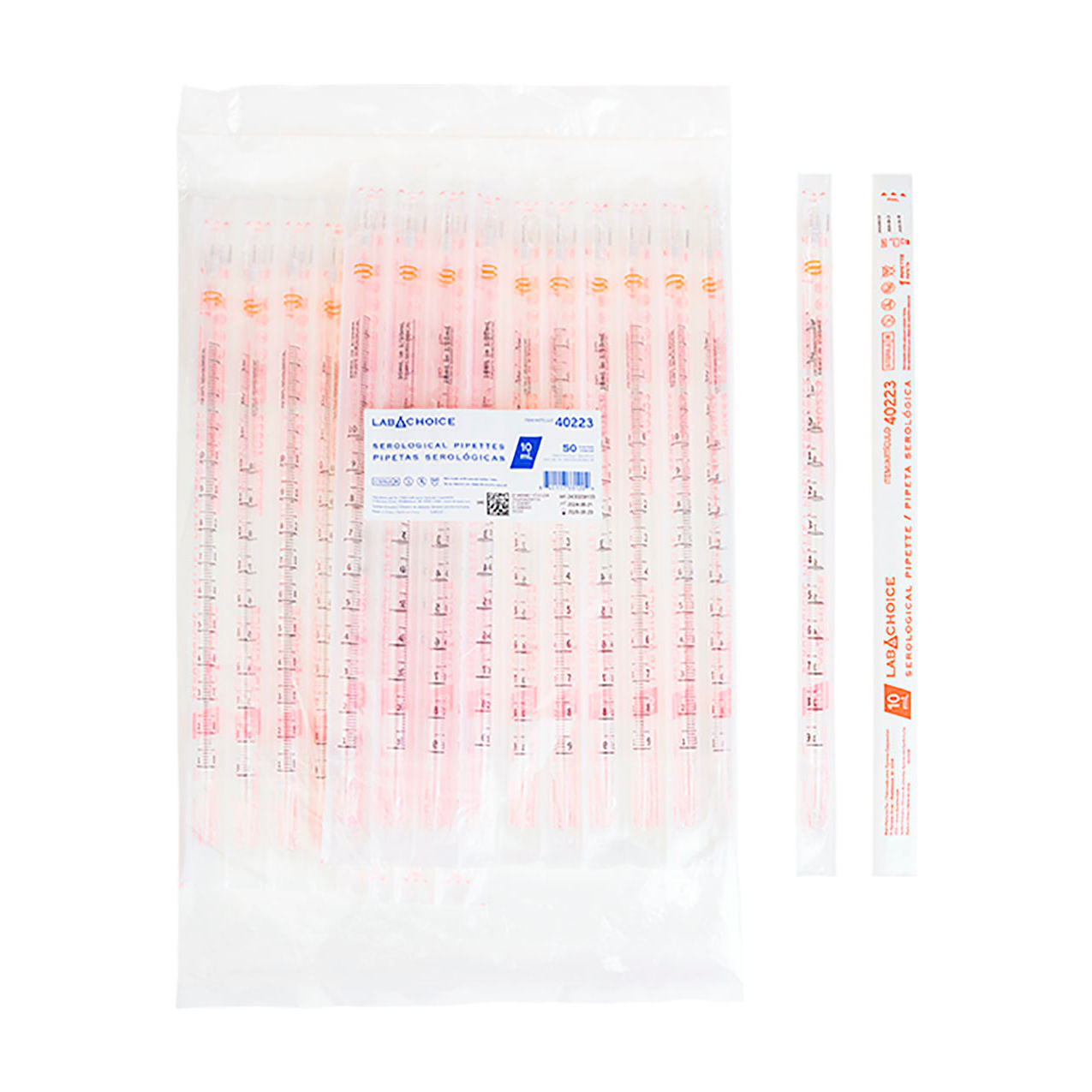 LabChoice Individually Packed Serological Pipette, Sterile, 10ml, Orange