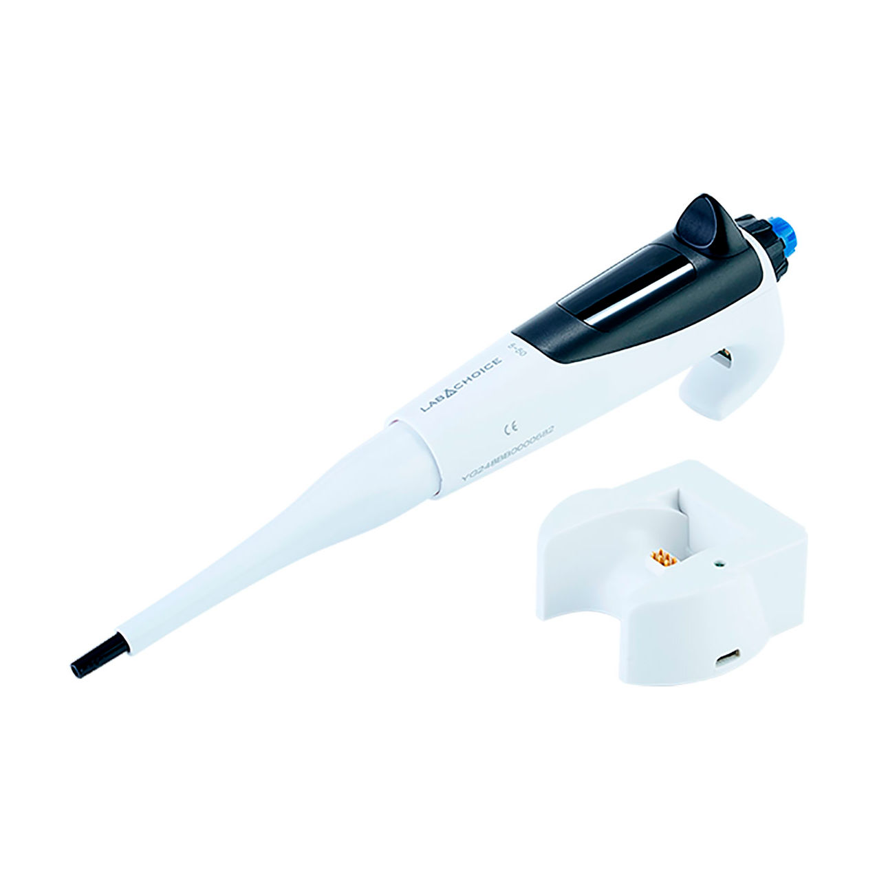 LabChoice Electronic Pipette, Single Channel, 5 - 50L Adjustable Volume, Black/White
