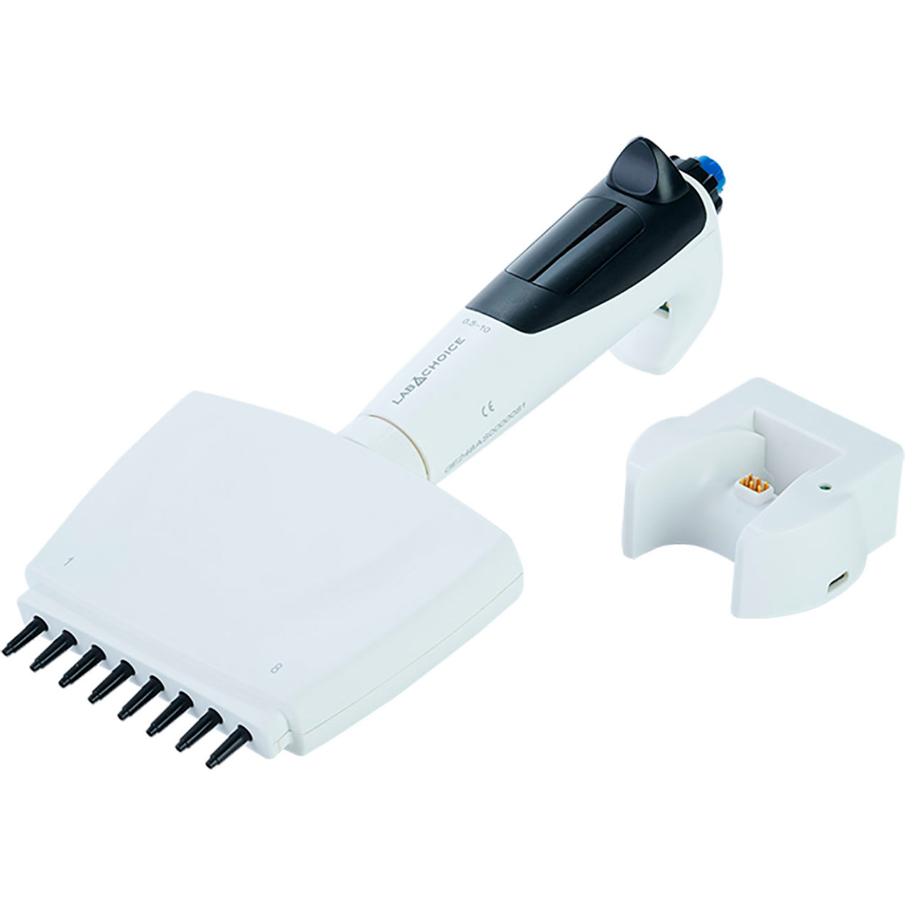 LabChoice Electronic Pipette, Eight Channel, 0.5 - 10L Adjustable Volume, Black/White