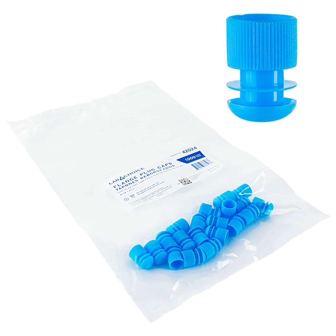 LabChoice Flange Plug Cap For 16mm Test Tube, Blue