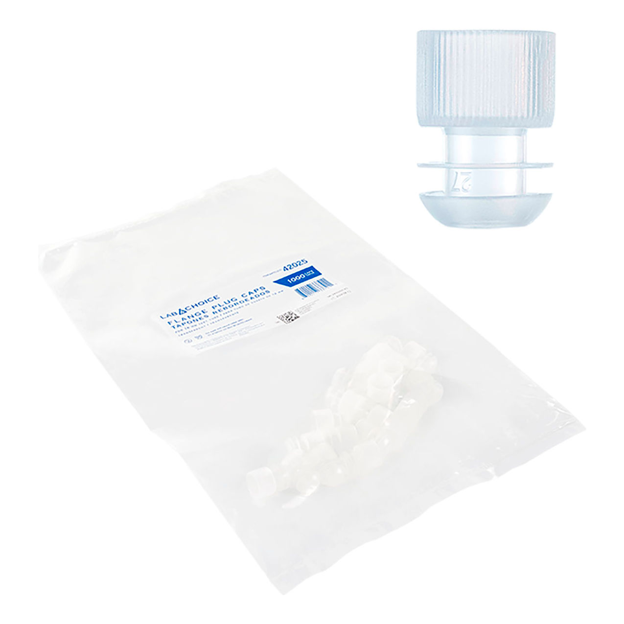LabChoice Flange Plug Cap For 16mm Test Tube, Clear