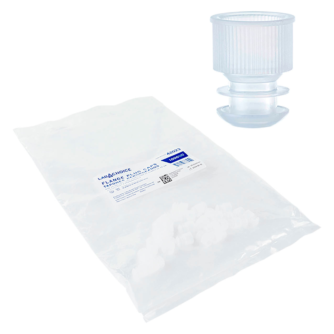 LabChoice Flange Plug Cap For 13mm Test Tube, Clear
