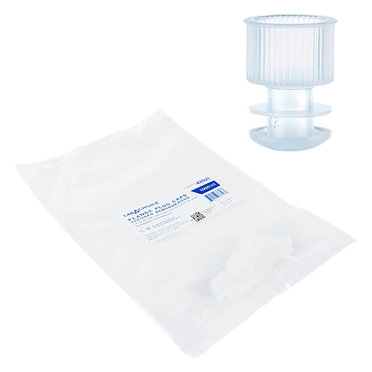 LabChoice Flange Plug Cap For 12mm Test Tube, Clear