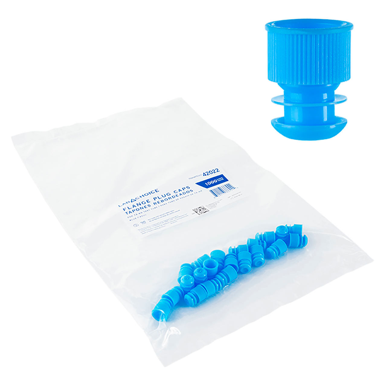 LabChoice Flange Plug Cap For 13mm Test Tube, Blue