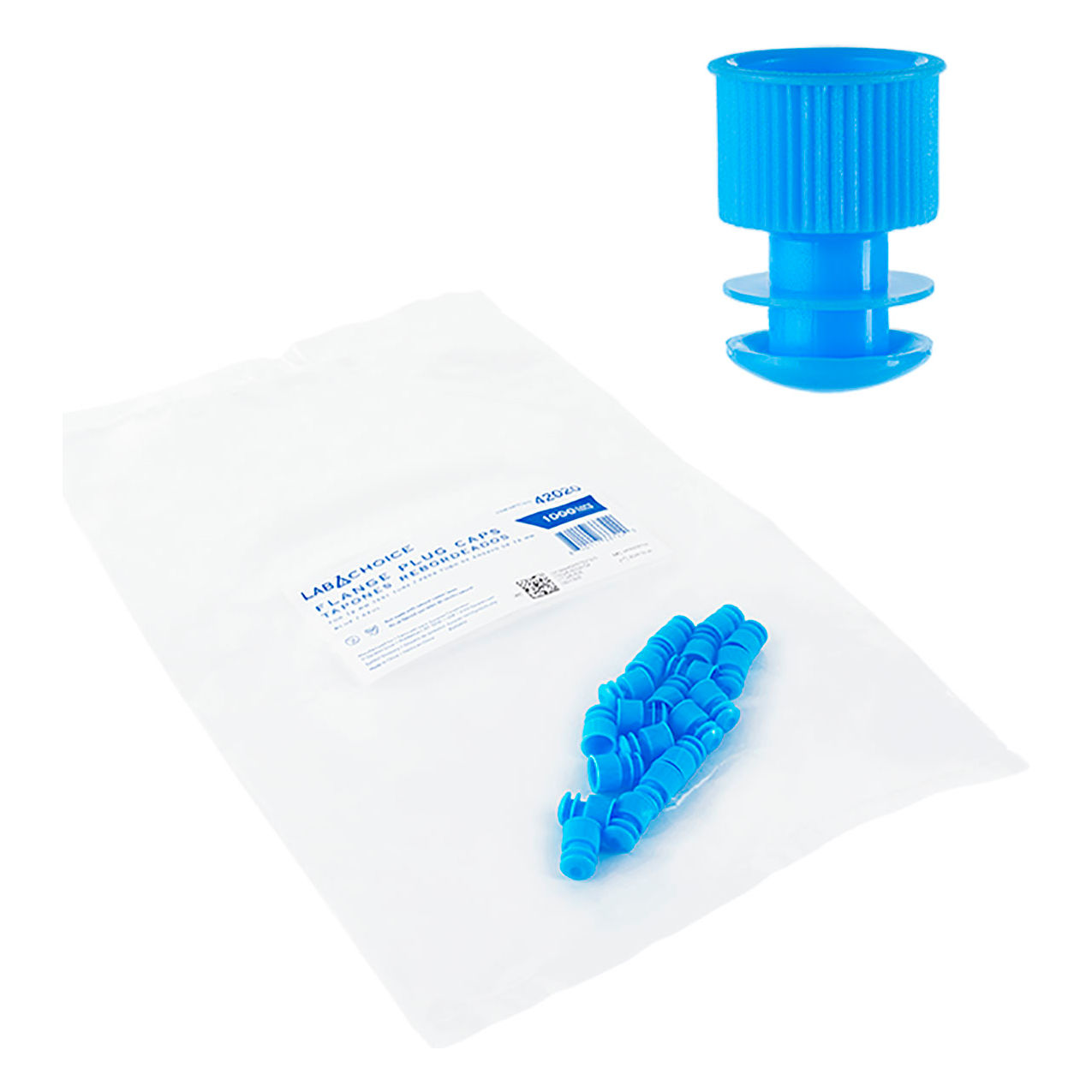 LabChoice Flange Plug Cap For 12mm Test Tube, Blue