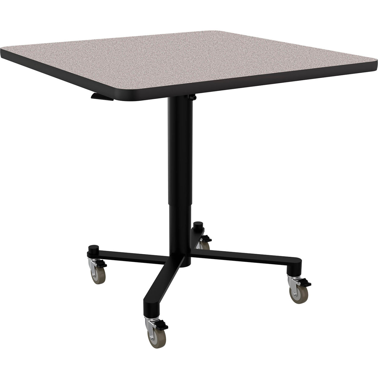 ACT Air-Lift Nesting Cafe Table, Vinyl T-Mold, 36" Square, Gray Nebula Top/Black Frame