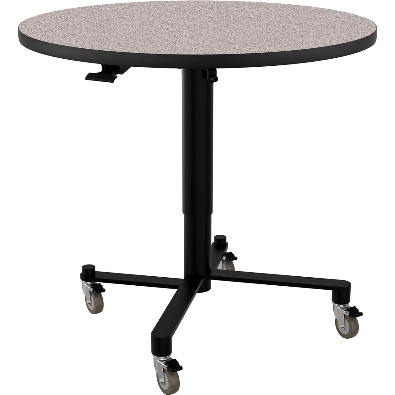 ACT Air-Lift Nesting Cafe Table, Vinyl T-Mold, 36" Round, Gray Nebula Top/Black Frame
