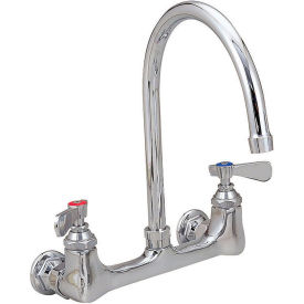 Heavy Duty Faucet, 8" Gooseneck Spout, 8" O.C. Splash Mount