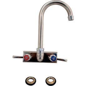 Stainless Steel Faucet 4-1/2 Gooseneck Spout, 4" Splash Mount