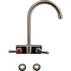 Stainless Steel Faucet, 5" Gooseneck Spout, 4" Splash Mount