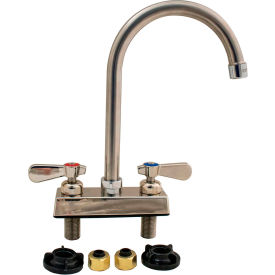 Stainless Steel Faucet, 5" Gooseneck Spout, 4" Deck Mount
