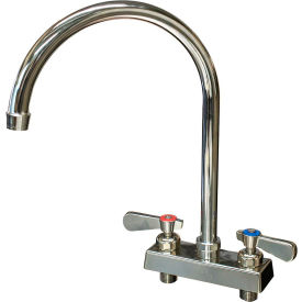 Stainless Steel Faucet, 8" Gooseneck Spout, 4" Deck Mount