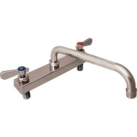 Stainless Steel Faucet, 16" Swing Spout, 8" Deck Mount