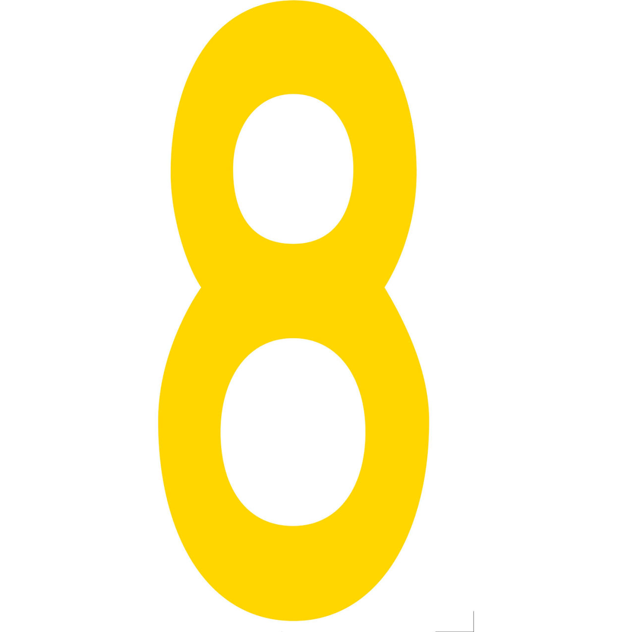 Floor Location Marker, Number 8, 10"W x 4-1/2"L, 20 Mil, Yellow, 10/Pack
