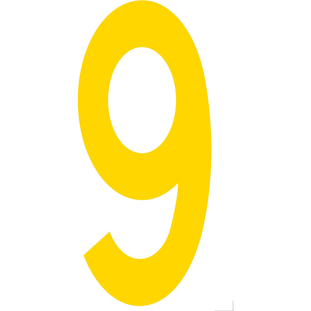 Floor Location Marker, Number 9, 10"W x 4-1/2"L, 20 Mil, Yellow, 10/Pack