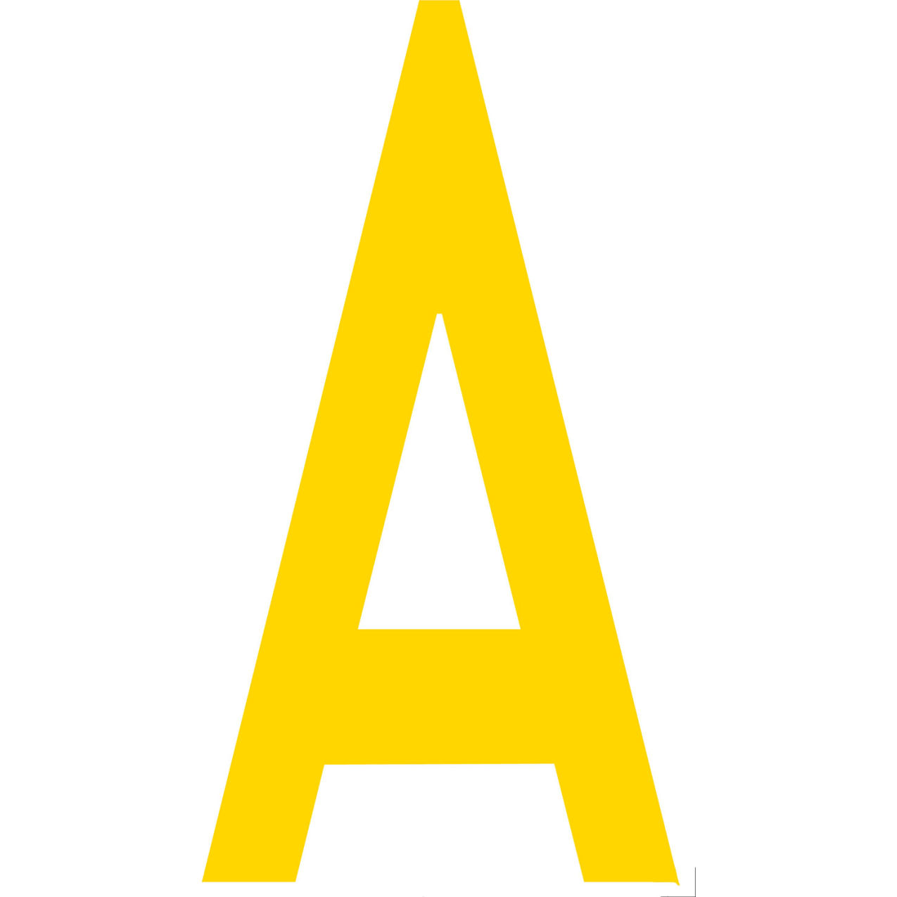 Floor Location Marker, Letter A, 10"W x 4-1/2"L, 20 Mil, Yellow, 10/Pack