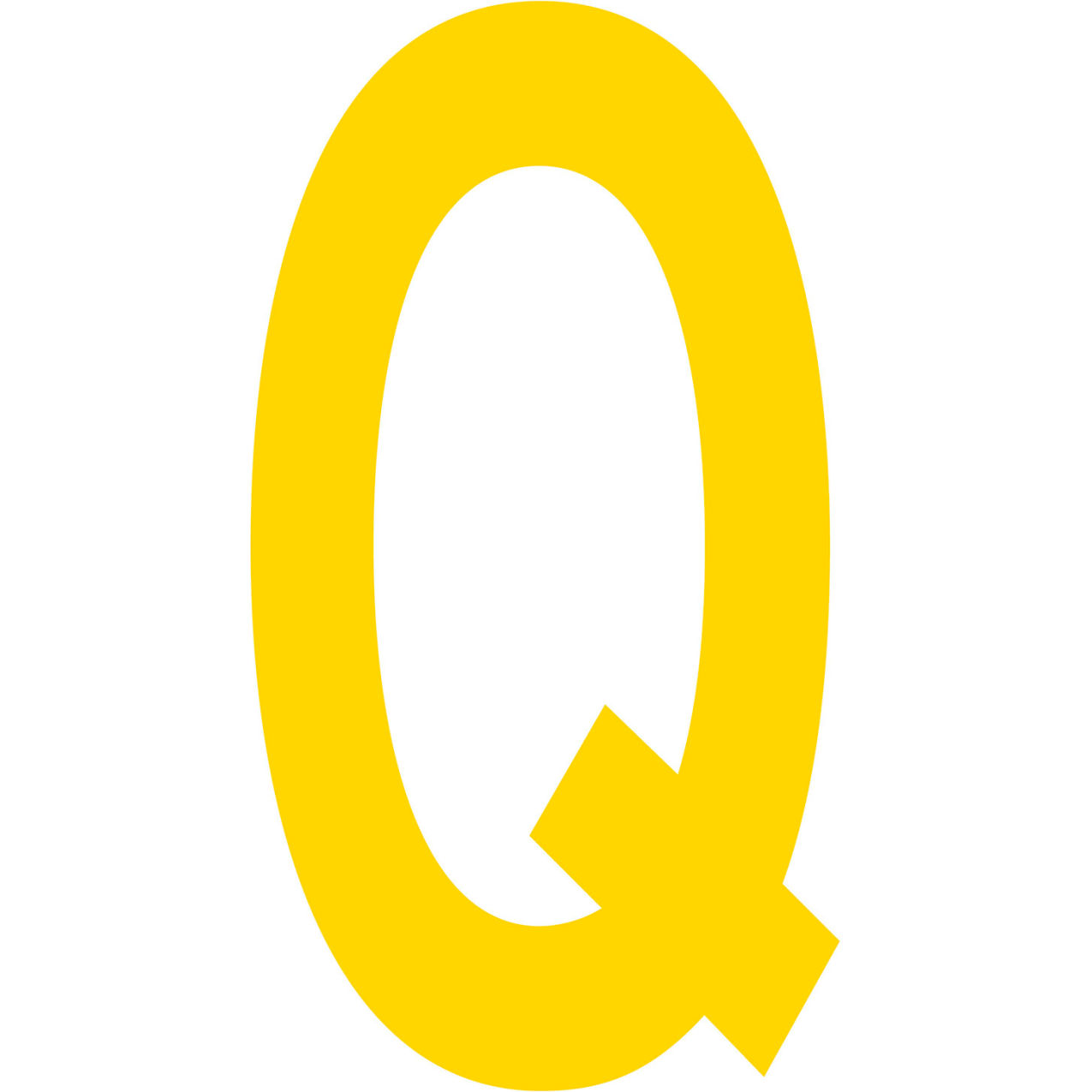 Floor Location Marker, Letter Q, 10"W x 4-1/2"L, 20 Mil, Yellow, 10/Pack