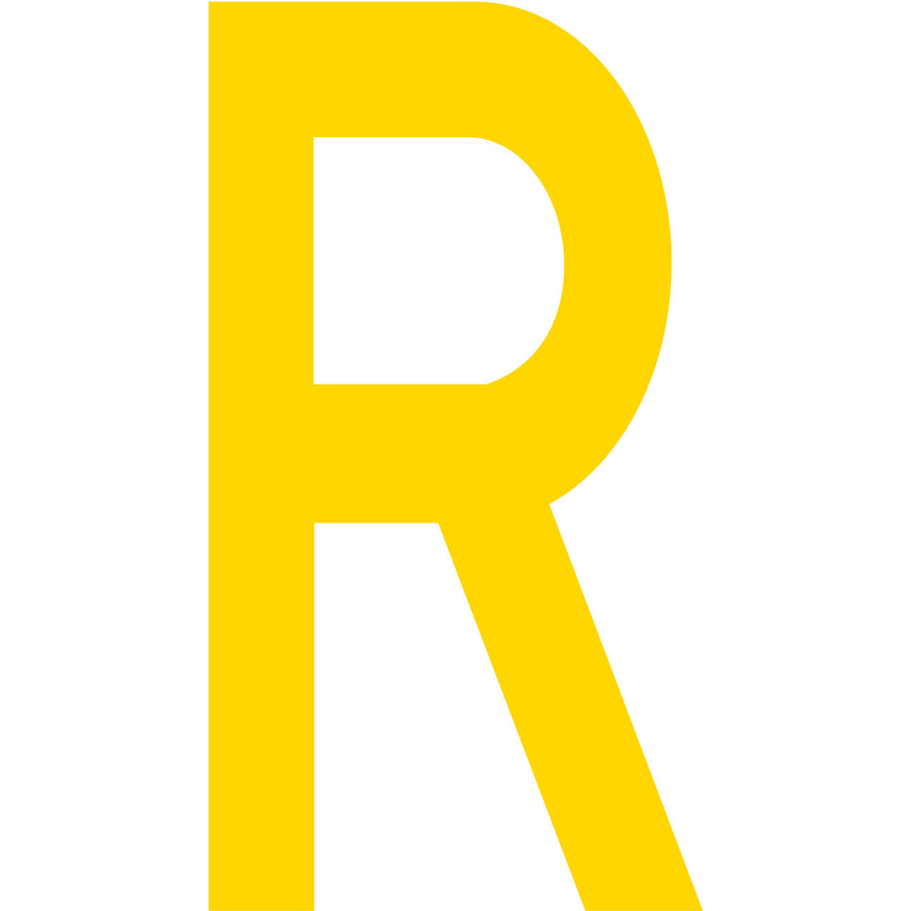 Floor Location Marker, Letter R, 10"W x 4-1/2"L, 20 Mil, Yellow, 10/Pack