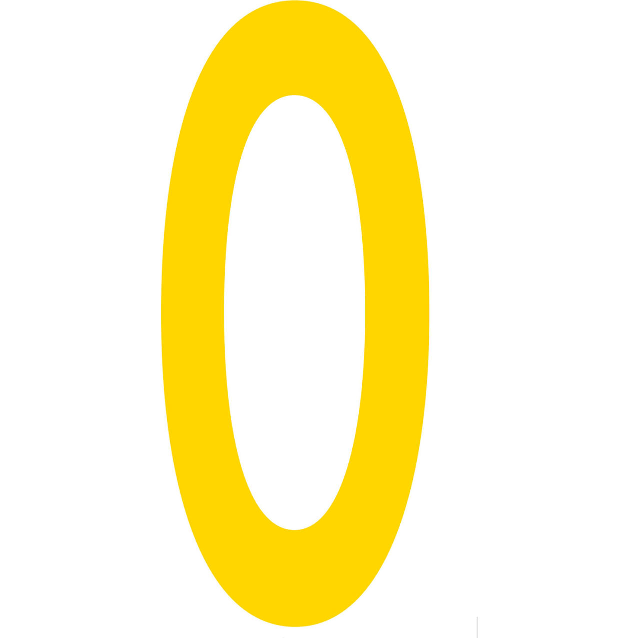 Floor Location Marker, Number 0, 10"W x 4-1/2"L, 20 Mil, Yellow, 10/Pack