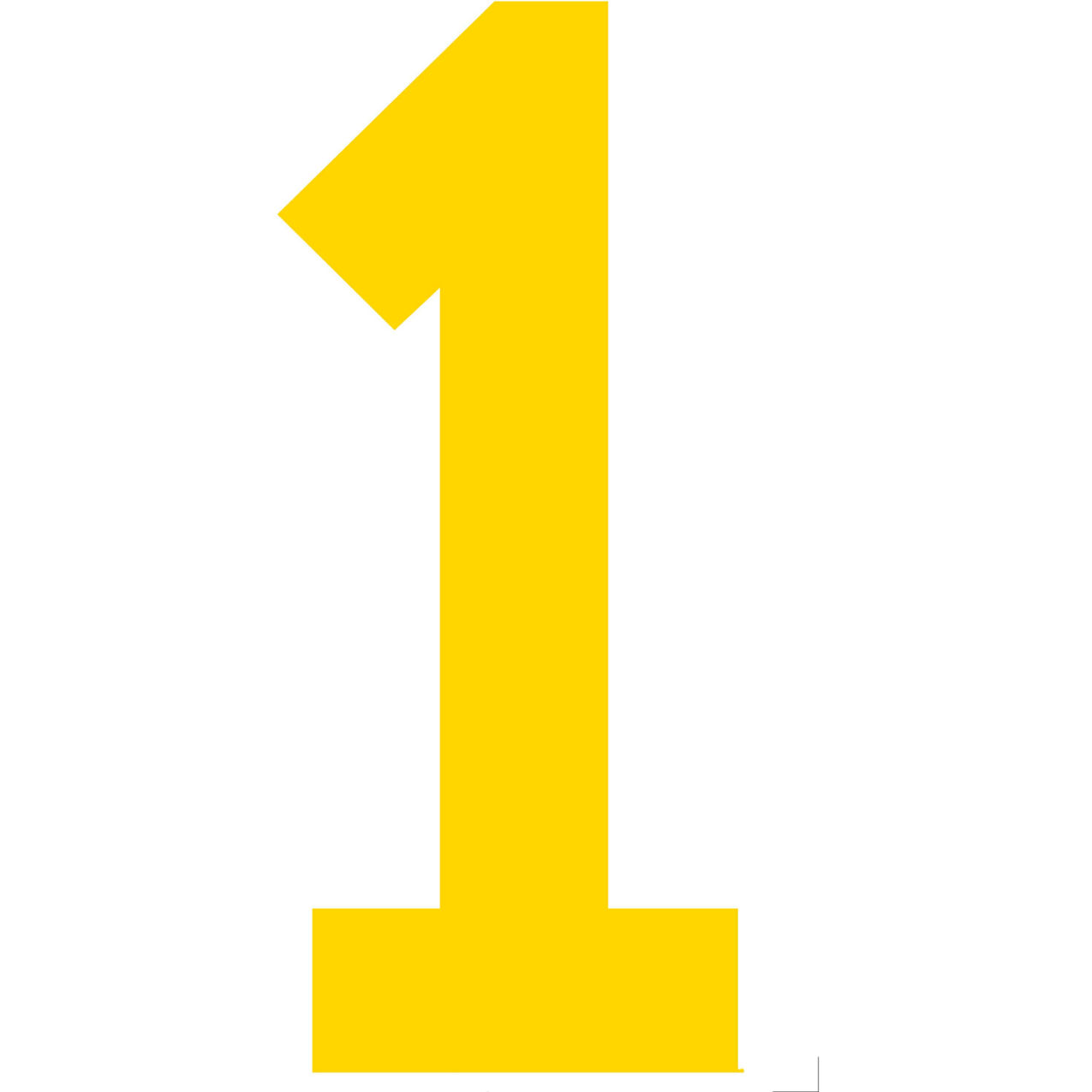 Floor Location Marker, Number 1, 10"W x 4-1/2"L, 20 Mil, Yellow, 10/Pack