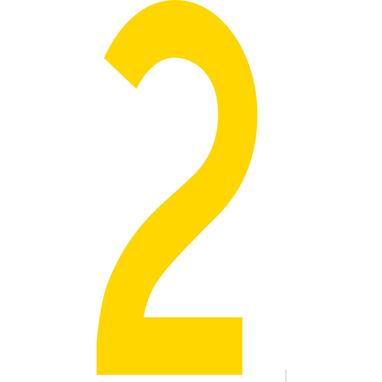 Floor Location Marker, Number 2, 10"W x 4-1/2"L, 20 Mil, Yellow, 10/Pack