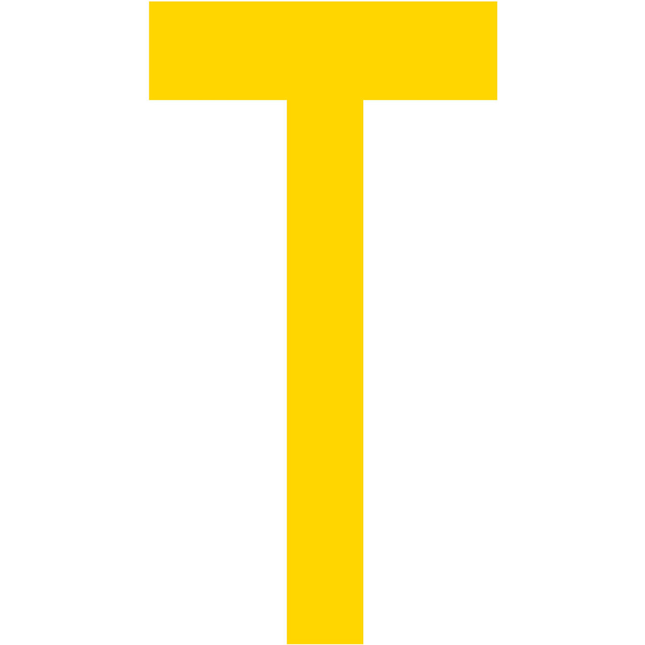 Floor Location Marker, Letter T, 10"W x 4-1/2"L, 20 Mil, Yellow, 10/Pack