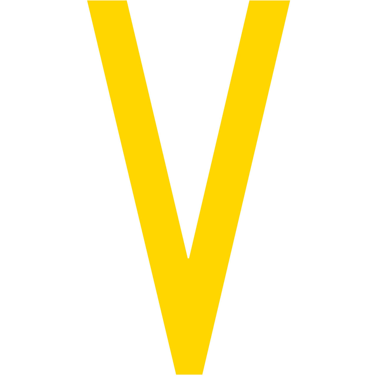 Floor Location Marker, Letter V, 10"W x 4-1/2"L, 20 Mil, Yellow, 10/Pack