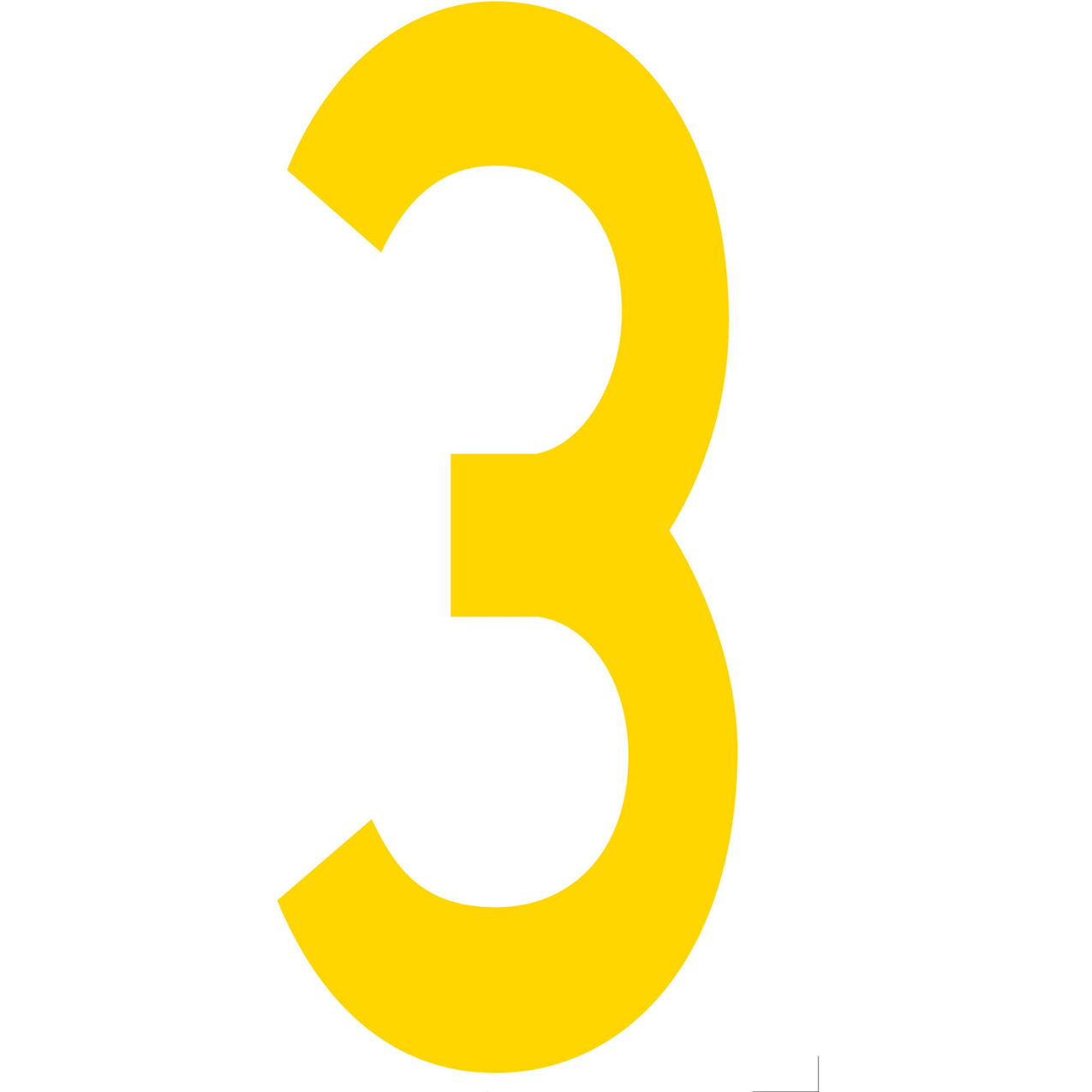 Floor Location Marker, Number 3, 10"W x 4-1/2"L, 20 Mil, Yellow, 10/Pack