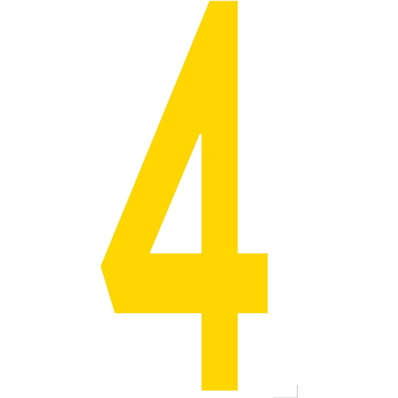 Floor Location Marker, Number 4, 10"W x 4-1/2"L, 20 Mil, Yellow, 10/Pack