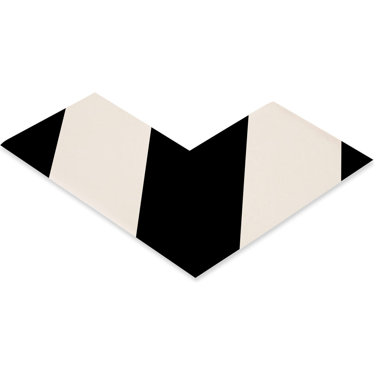 Floor Tape Angles, 3"W x 6"L, 50 Mil, Black/White, 100/Pack