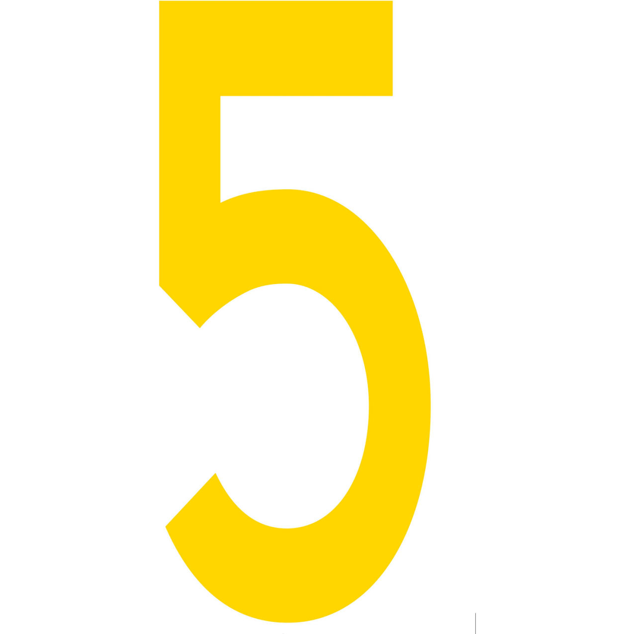 Floor Location Marker, Number 5, 10"W x 4-1/2"L, 20 Mil, Yellow, 10/Pack