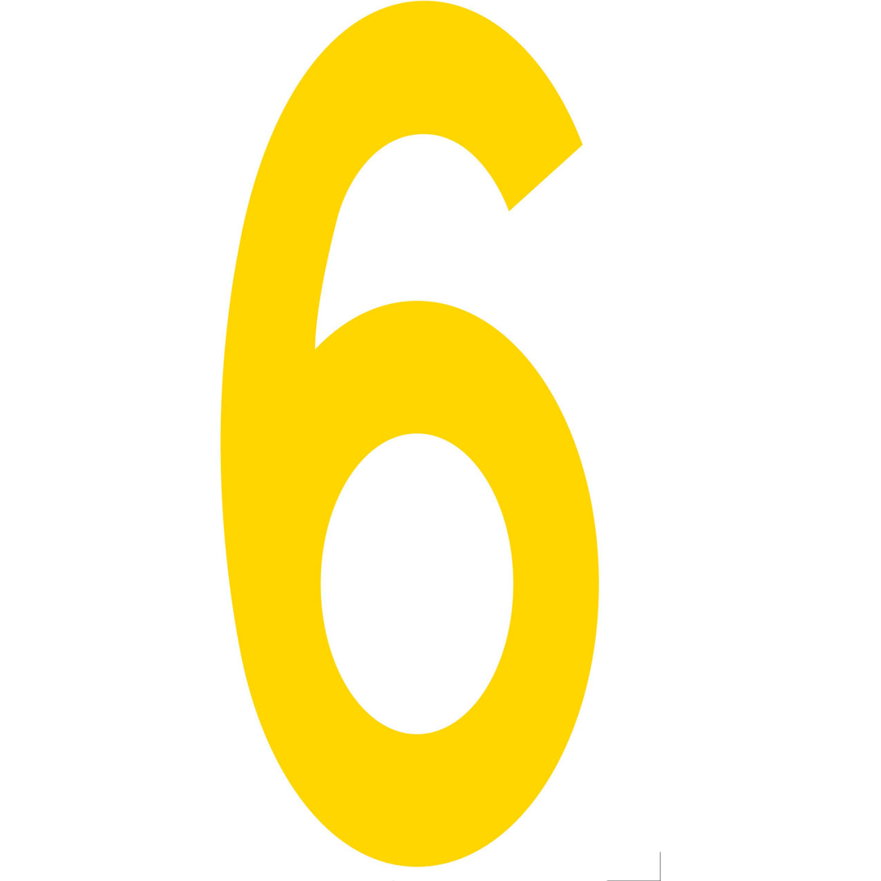Floor Location Marker, Number 6, 10"W x 4-1/2"L, 20 Mil, Yellow, 10/Pack