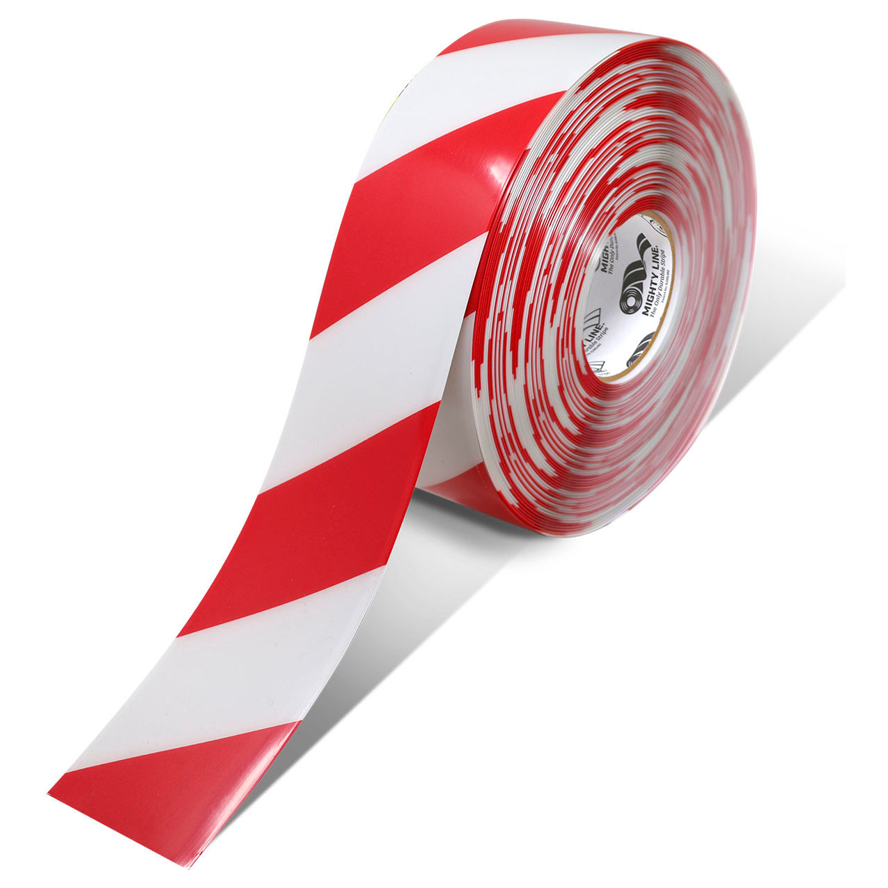 Polyester Safety Floor Tape, 3"W x 100'L, 50 Mil, Striped, Red/White