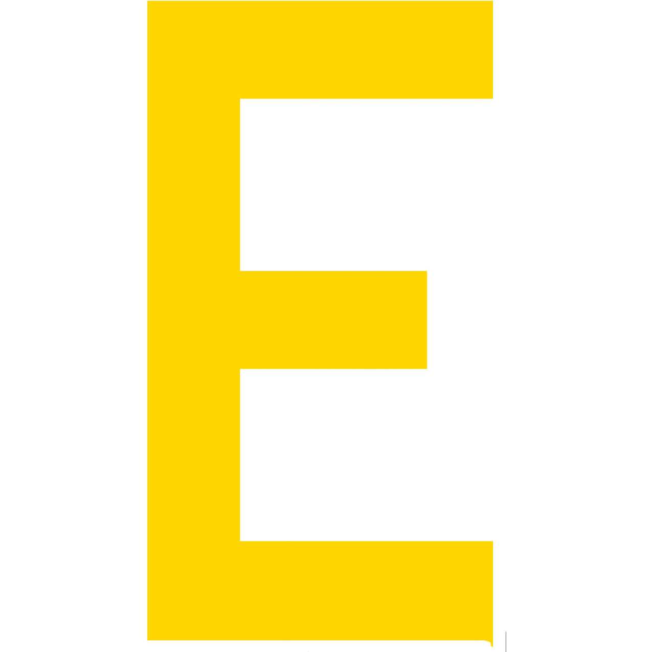 Floor Location Marker, Letter E, 10"W x 4-1/2"L, 20 Mil, Yellow, 10/Pack