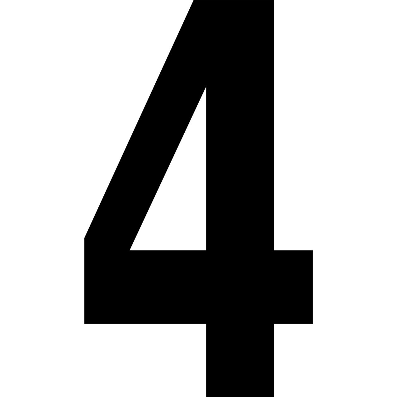 Floor Location Marker, Number 4, 8"W x 4-1/2"L, 30 Mil, White, 10/Pack