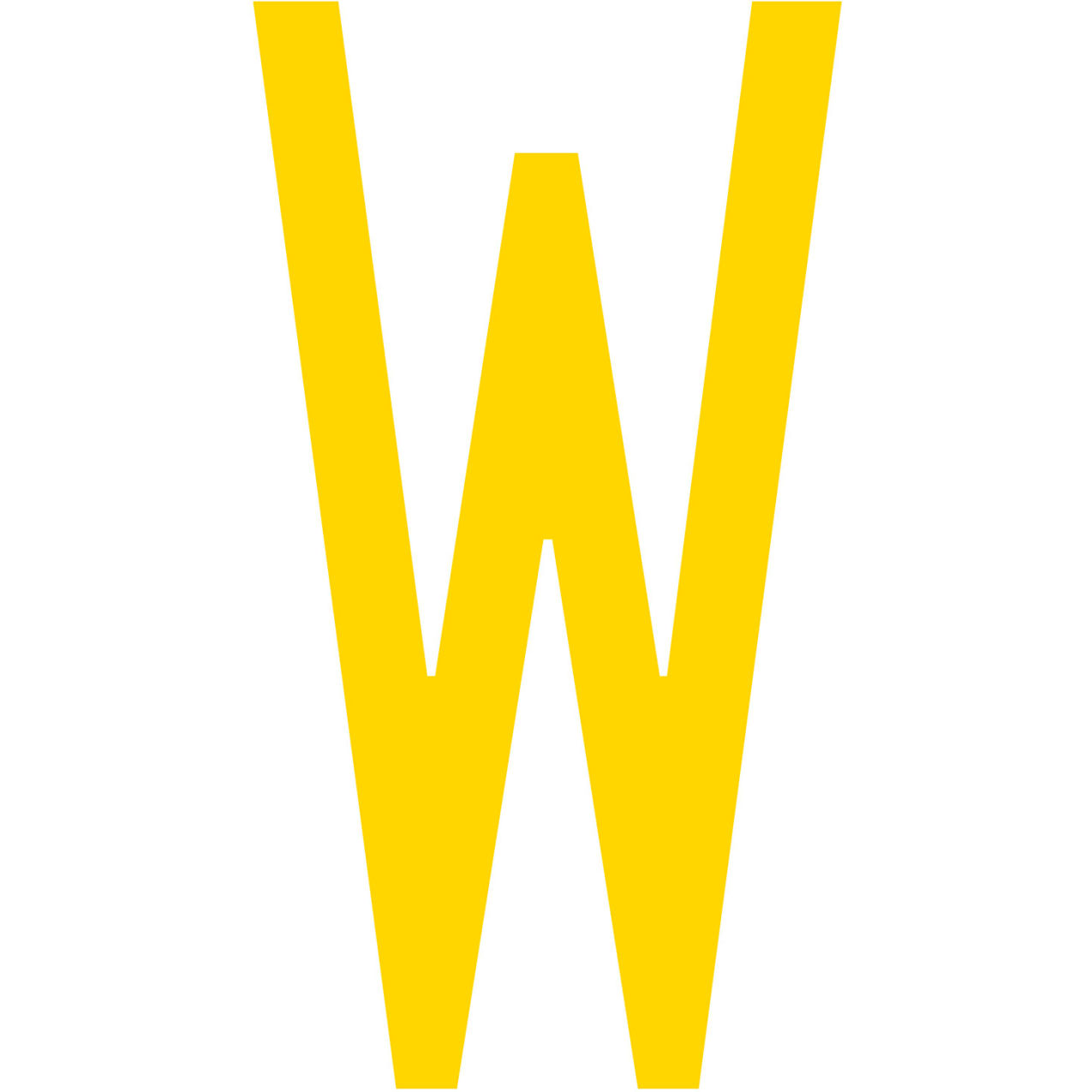 Floor Location Marker, Letter W, 10"W x 4-1/2"L, 20 Mil, Yellow, 10/Pack