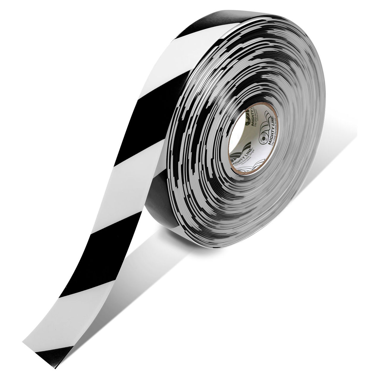Safety Floor Tape, 2"W x 100'L, 50 Mil, Striped, Black/White