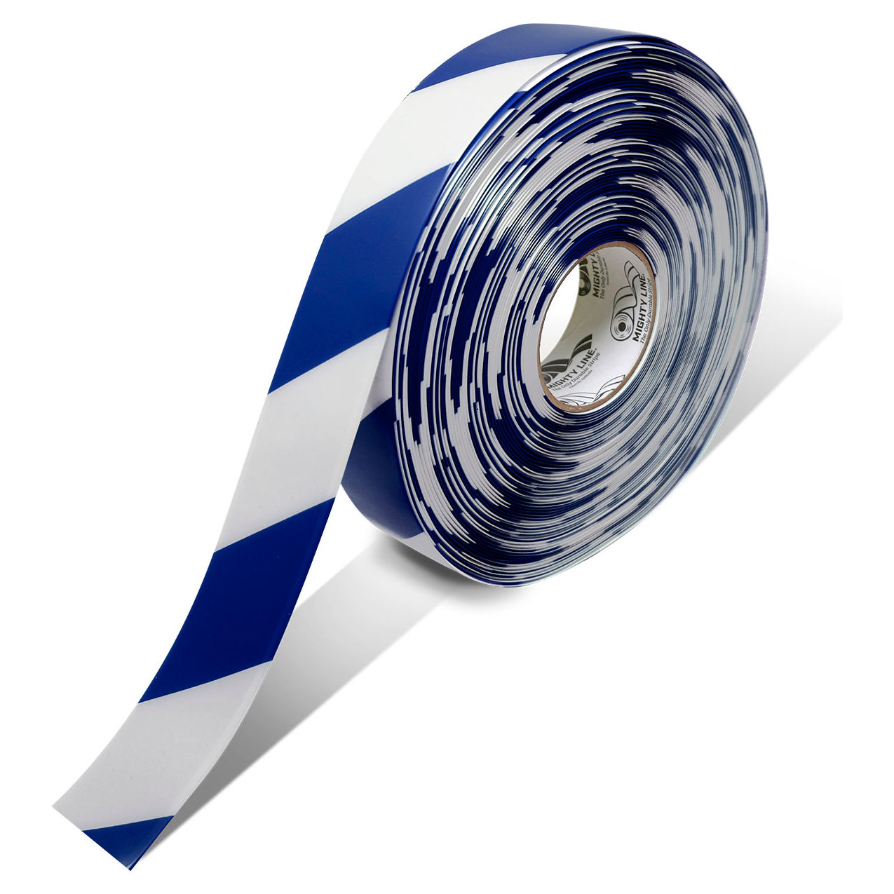 Safety Floor Tape, 2"W x 100'L, 50 Mil, Striped, Blue/White