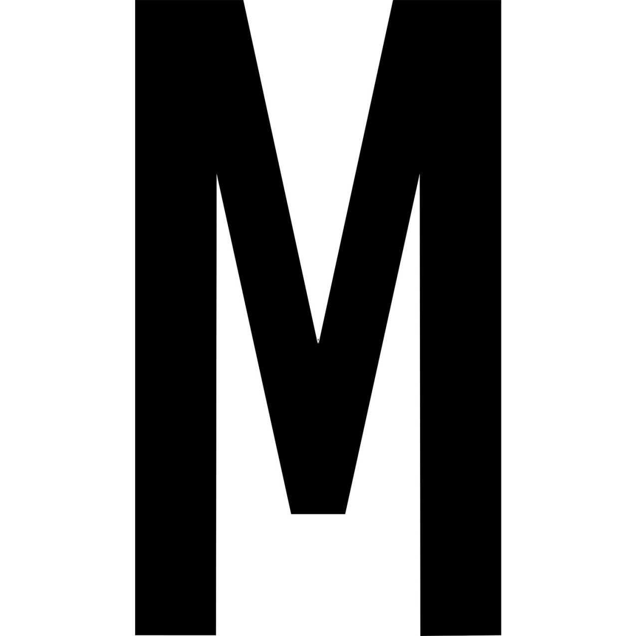 Floor Location Marker, Letter M, 8"W x 4-1/2"L, 30 Mil, White, 10/Pack