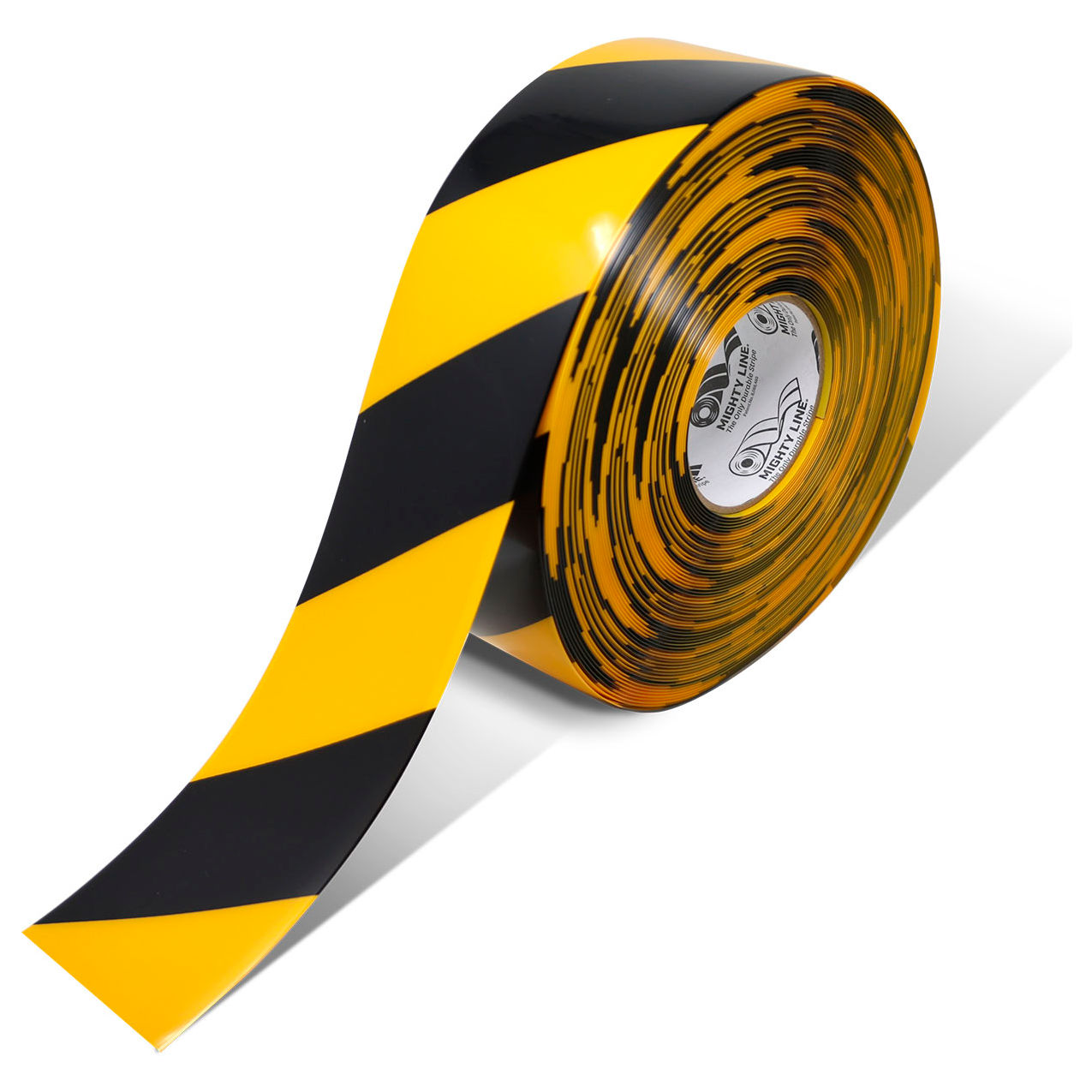 Polyester Safety Floor Tape, 3"W x 100'L, 50 Mil, Black/Yellow