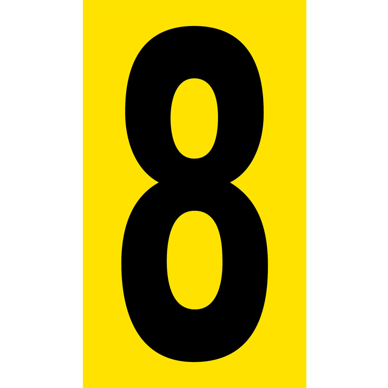 Floor Location Marker, Number 8, 8"W x 4-1/2"L, 30 Mil, Yellow, 10/Pack
